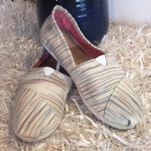 TOMS Colorful Pinstripe Flat Slip On Size 5